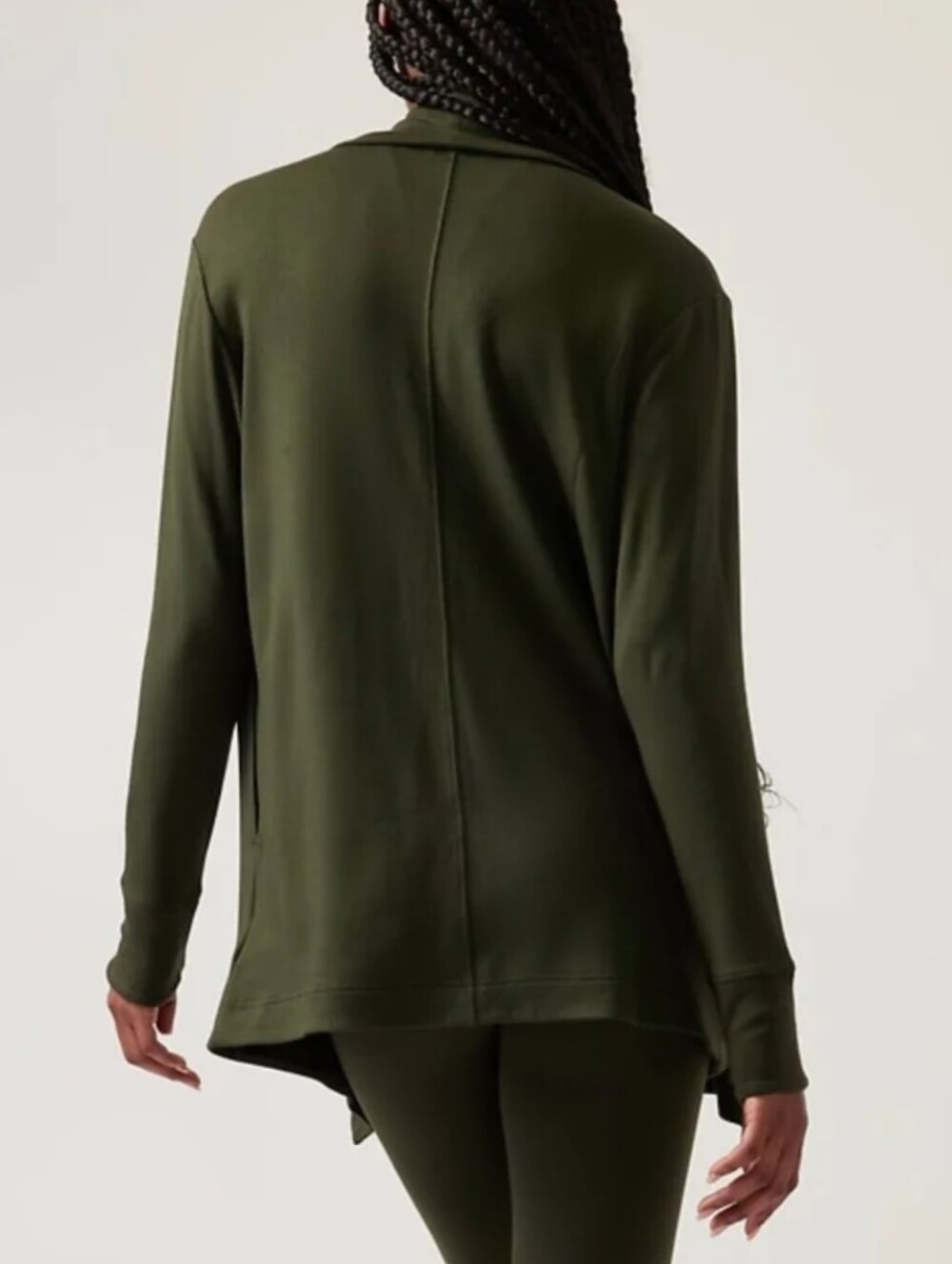 Athleta Pranayama Draped Cardigan Sweater - Aspen Olive Size medium - Picture 3 of 10